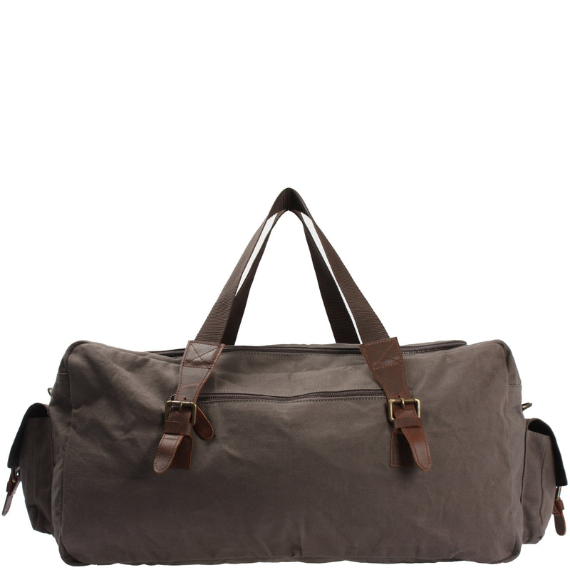Leconi großer Weekender Reisetasche Sporttasche Damen Herren Leder Canvas grau LE2019 Tägliche Deals