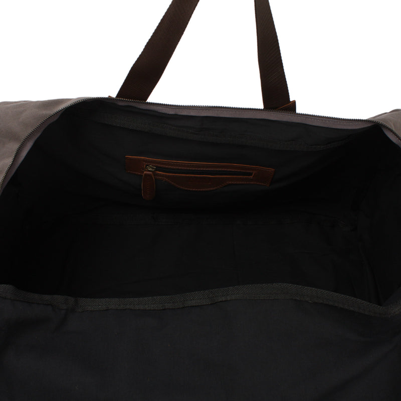 Leconi großer Weekender Reisetasche Sporttasche Damen Herren Leder Canvas grau LE2019 Tägliche Deals