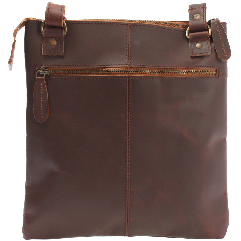 Leconi Umhängetasche Schultertasche Damen Herren Used Look Leder braun LE3011 VIP-Rabatte