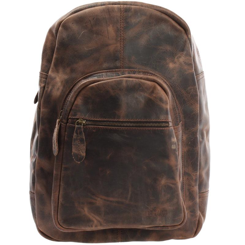 Leconi Rucksack Lederrucksack Freizeitrucksack Damen Herren Leder schlamm LE1017