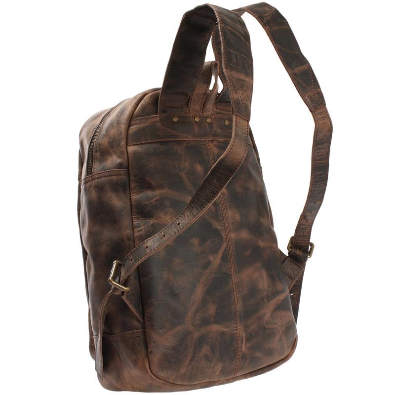 Leconi Rucksack Lederrucksack Freizeitrucksack Damen Herren Leder schlamm LE1017 Tiefpreis
