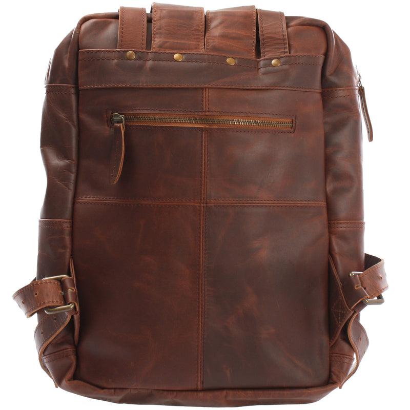 Leconi Lederrucksack Freizeitrucksack Damen Herren DIN A4 Leder braun LE1019 Wochenangebot