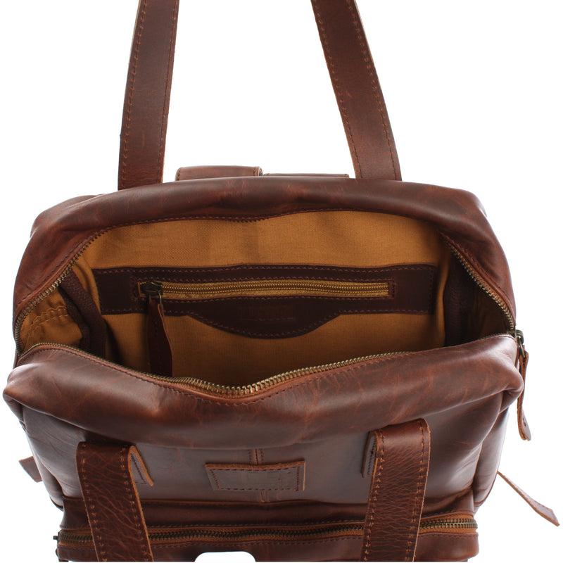 Leconi Lederrucksack Freizeitrucksack Damen Herren DIN A4 Leder braun LE1019 Wochenangebot