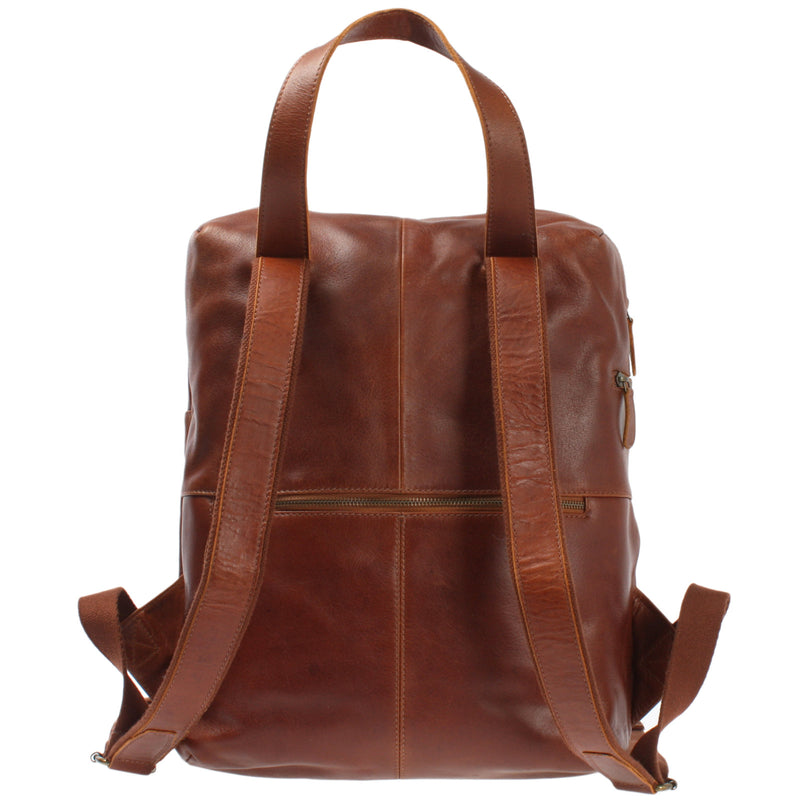 Leconi großer Rucksack Lederrucksack Freizeitrucksack Damen Herren Leder braun LE1020 Kostenlose Rückgabe