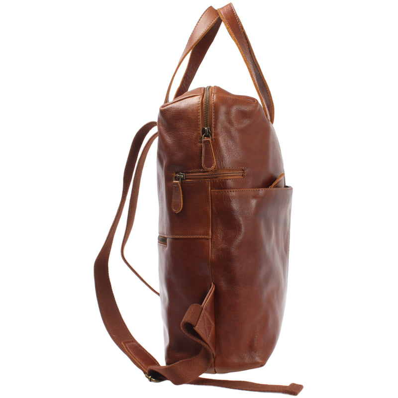 Leconi großer Rucksack Lederrucksack Freizeitrucksack Damen Herren Leder braun LE1020 Kostenlose Rückgabe