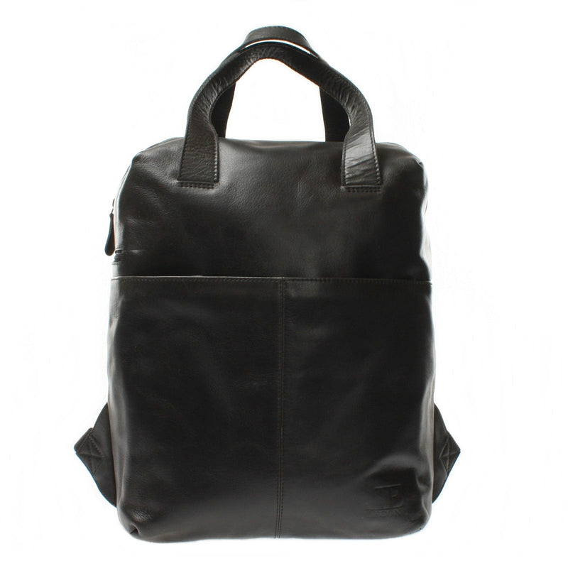 Leconi großer Rucksack Lederrucksack Freizeitrucksack Damen Herren Leder schwarz LE1020