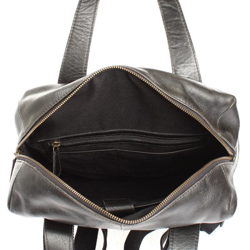 Leconi großer Rucksack Lederrucksack Freizeitrucksack Damen Herren Leder schwarz LE1020 Begrenzte Freigabe