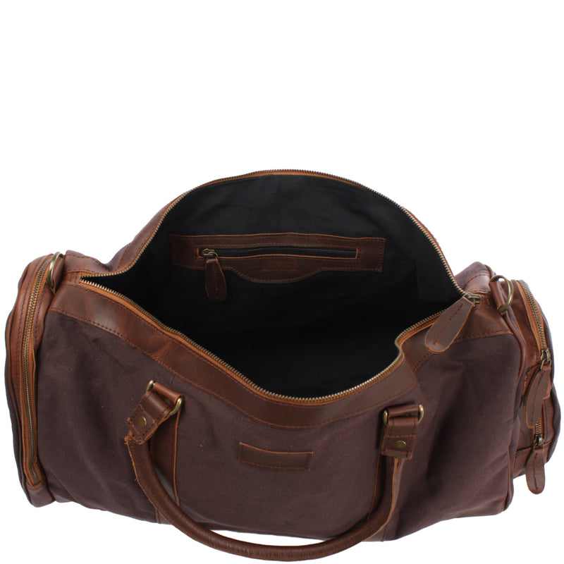 Leconi Reisetasche Weekender Sporttasche Damen Herren Leder Canvas mokka LE2017 Letzte 3 Tage