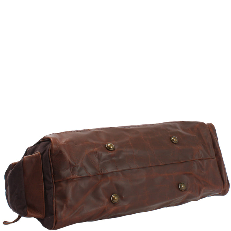 Leconi Reisetasche Weekender Sporttasche Damen Herren Leder Canvas mokka LE2017 Letzte 3 Tage