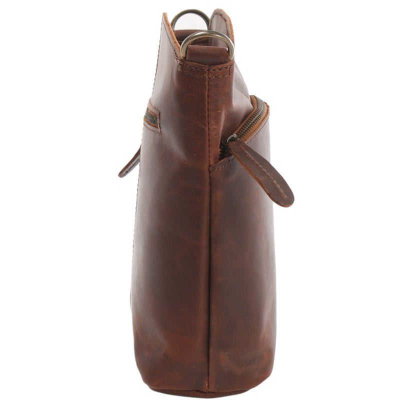 Leconi kleine Umhängetasche Schultertasche Freizeittasche Leder braun LE3049 JETZT KAUFEN