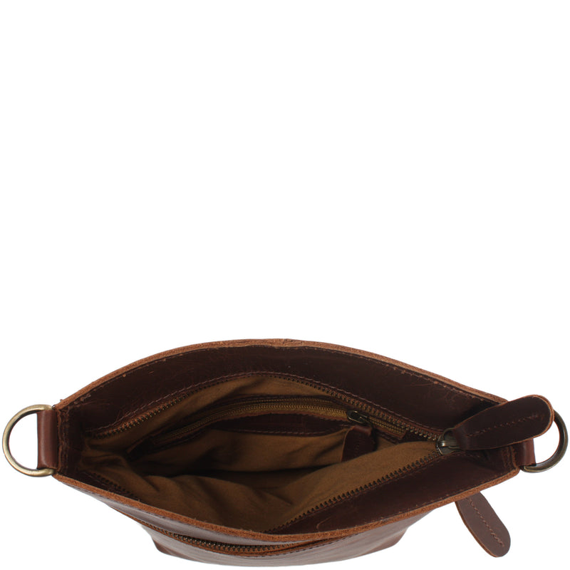 Leconi kleine Umhängetasche Schultertasche Freizeittasche Leder braun LE3049 JETZT KAUFEN