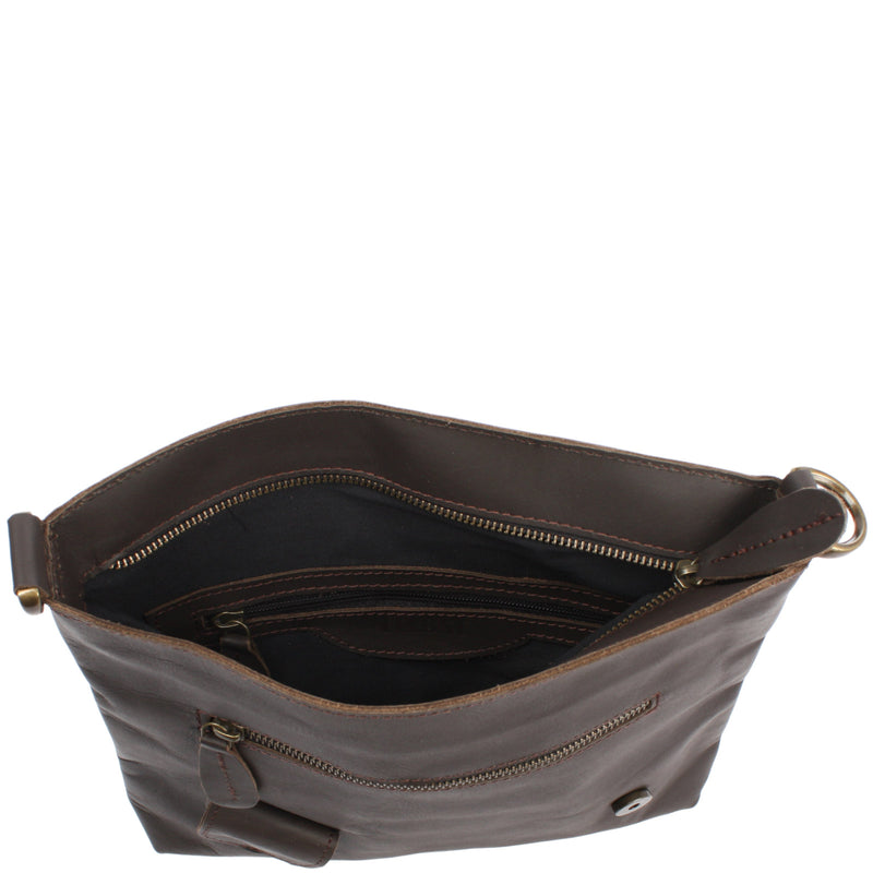 Leconi Umhängetasche Ledertasche Schultertasche Leder dunkelbraun LE3027 Neueste Stile