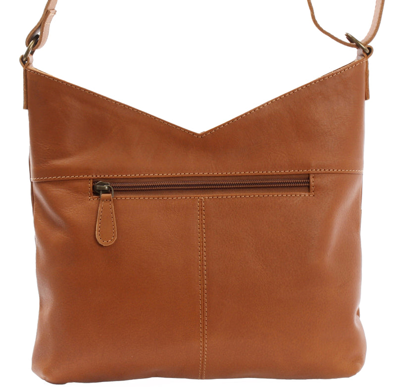 Leconi Umhängetasche Damentasche Schultertasche Leder cognac LE0065 Letzter Tag