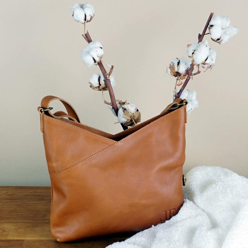 Leconi Umhängetasche Damentasche Schultertasche Leder cognac LE0065 Letzter Tag
