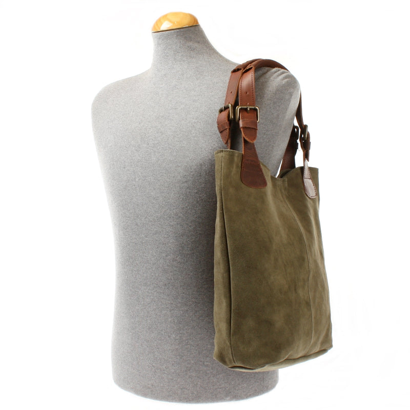 Leconi Henkeltasche Damentasche Veloursleder Leder grün LE0033 Zeitbegrenzte Promotion