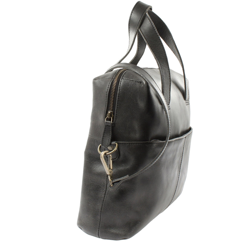 Leconi Schultertasche Henkeltasche Shopper Handtasche Damen Leder dunkelgrau LE0059 Bis zu 65% Rabatt