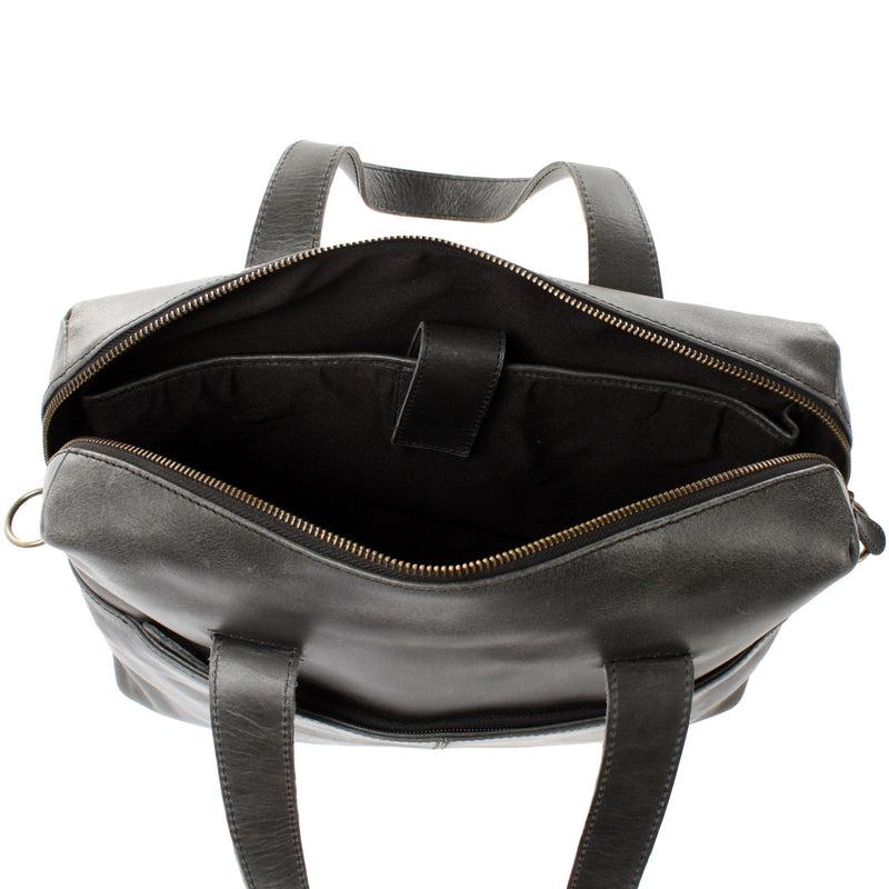 Leconi Schultertasche Henkeltasche Shopper Handtasche Damen Leder dunkelgrau LE0059 Bis zu 65% Rabatt