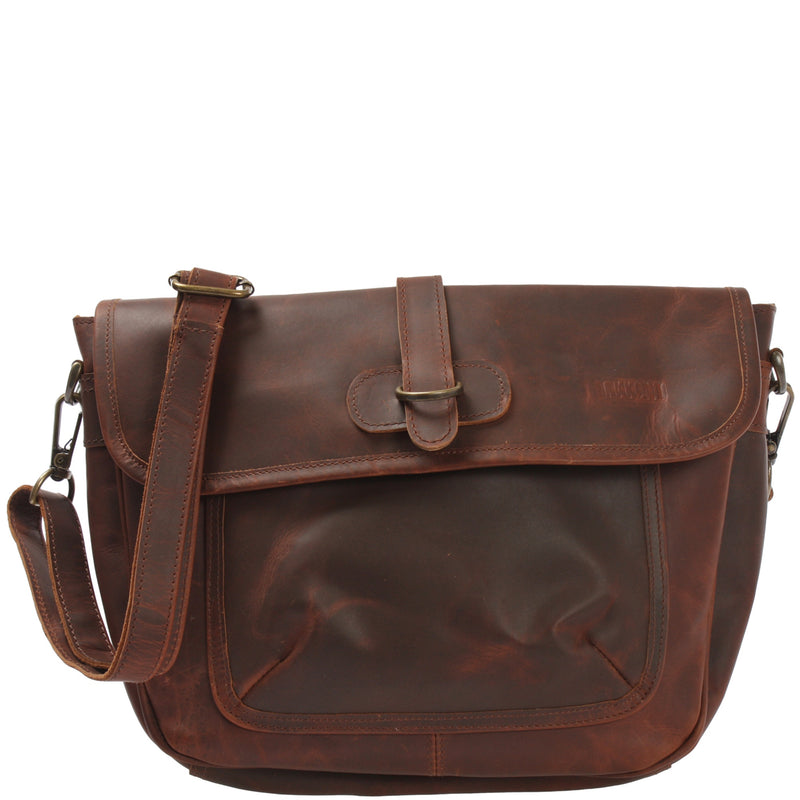 Leconi Umhängetasche Damen Schultertasche Damentasche Handtasche Leder braun LE3053