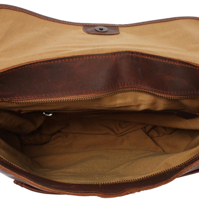 Leconi Umhängetasche Damen Schultertasche Damentasche Handtasche Leder braun LE3053 Nur für heute