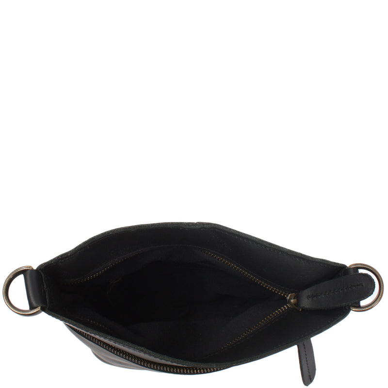 Leconi kleine Umhängetasche Schultertasche Freizeittasche Leder schwarz LE3049 Sonderangebot der Fabrik
