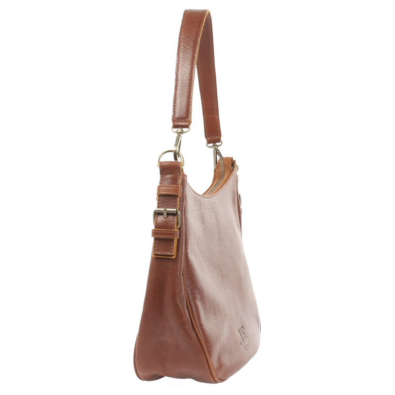 Leconi Schultertasche Henkeltasche Damentasche Leder braun LE0063 Vierteljährliche Förderung
