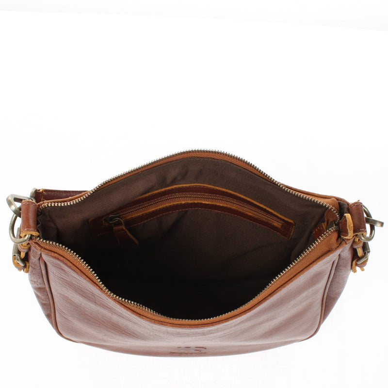 Leconi Schultertasche Henkeltasche Damentasche Leder braun LE0063 Vierteljährliche Förderung