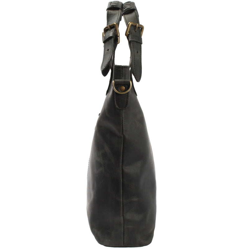 Leconi Umhängetasche Schultertasche Henkeltasche Damentasche Leder grau LE0054 Super Rabatt
