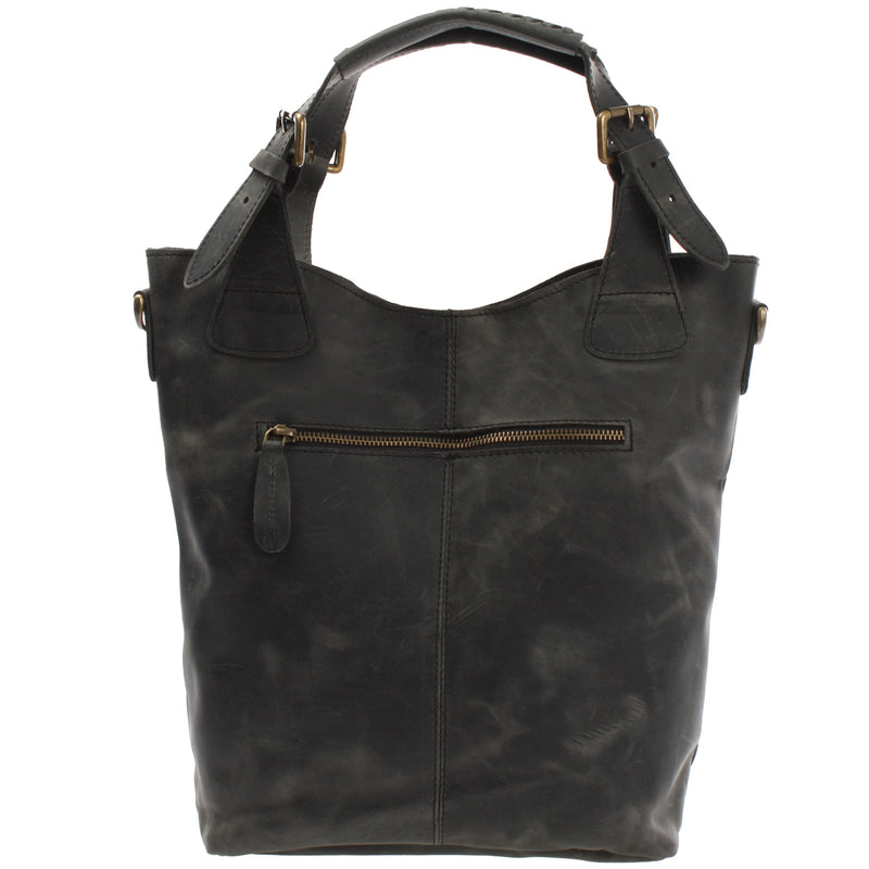 Leconi Umhängetasche Schultertasche Henkeltasche Damentasche Leder grau LE0054 Super Rabatt