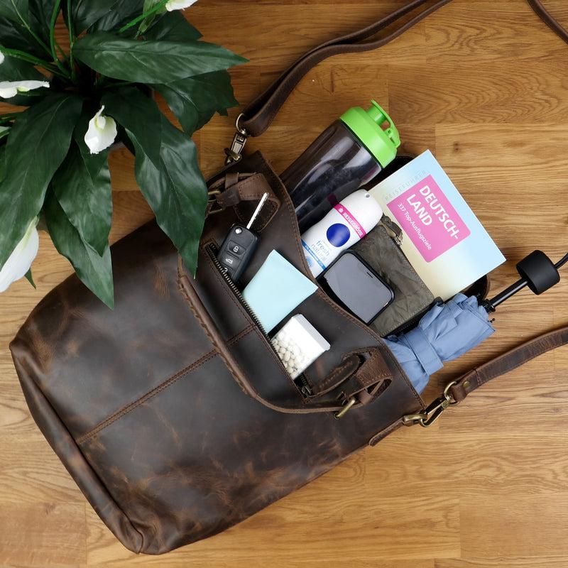 Leconi Umhängetasche Schultertasche Henkeltasche Damentasche Leder schlamm LE0054 Riesige Rabatte