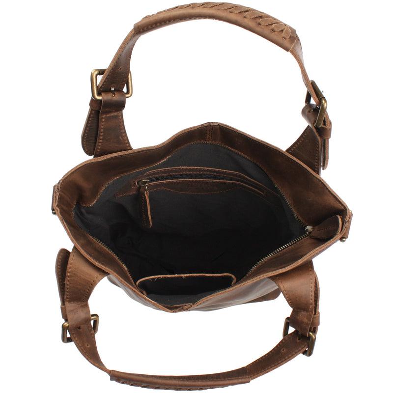 Leconi Umhängetasche Schultertasche Henkeltasche Damentasche Leder schlamm LE0054 Riesige Rabatte