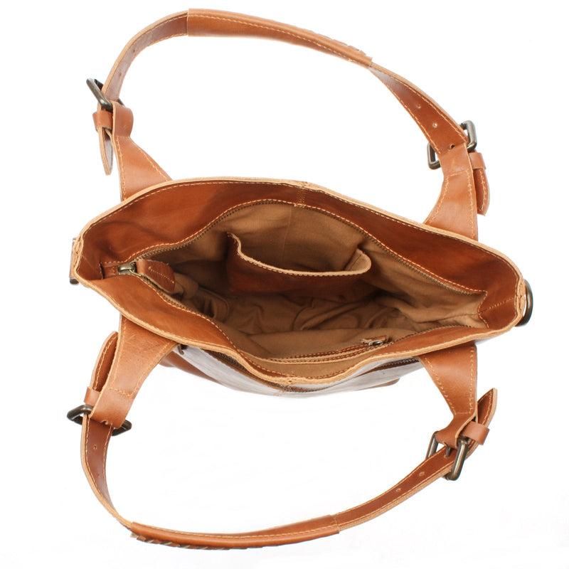 Leconi Umhängetasche Schultertasche Henkeltasche Damentasche Leder cognac LE0054 50% Rabatt mit kostenlosem Versand