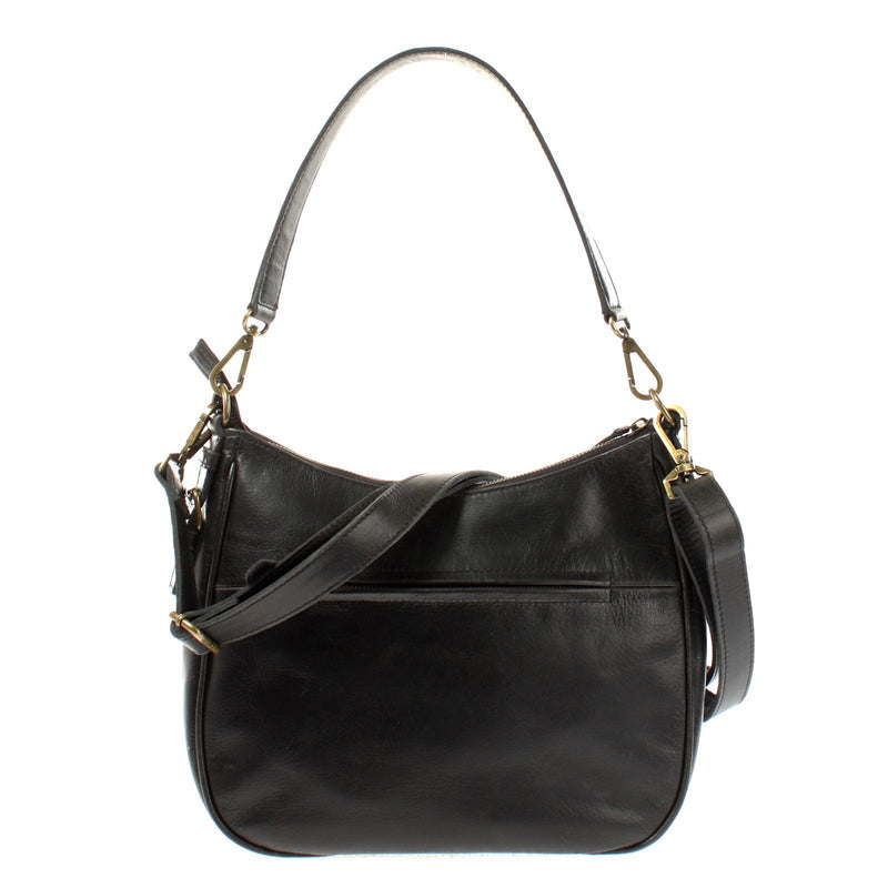 Leconi Schultertasche Handtasche Damentasche Leder schwarz LE0063 Clearance-Verkauf