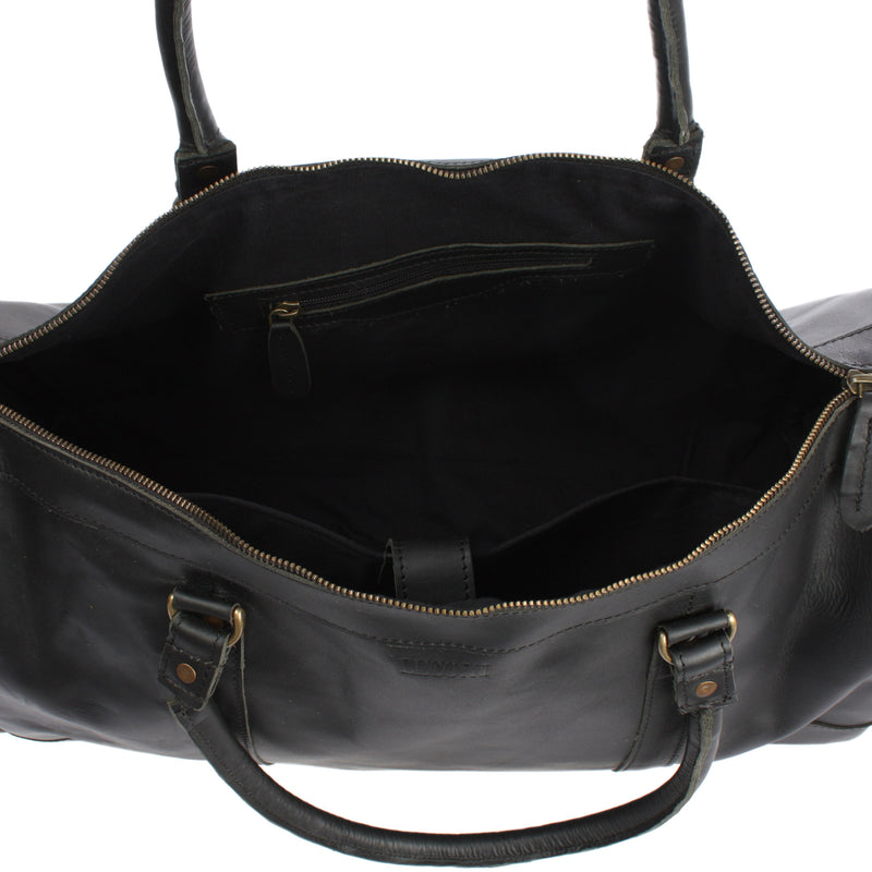 Leconi Reisetasche Weekender Sporttasche Ledertasche Damen Herren Leder schwarz LE2017 Kostenloser Versand international