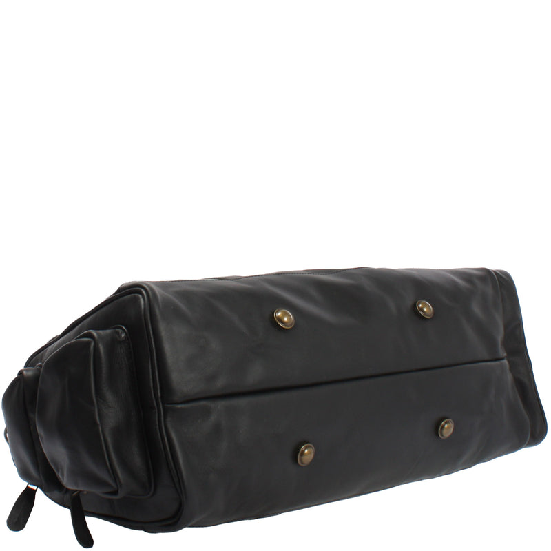 Leconi Reisetasche Weekender Sporttasche Ledertasche Damen Herren Leder schwarz LE2017 Kostenloser Versand international