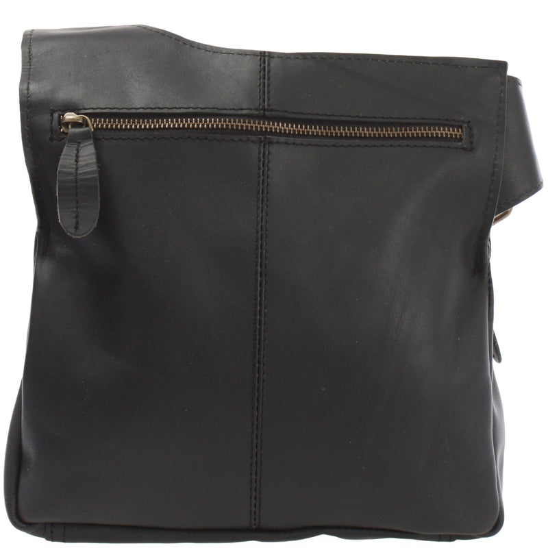 Leconi Umhängetasche Schultertasche Crossbag Damen Herren Leder schwarz LE3015 Fabrikladen