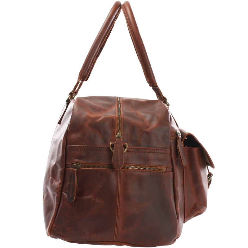 Leconi kleine Reisetasche Handgepäck Weekender Leder braun LE2023 Rabatte dieses Monats