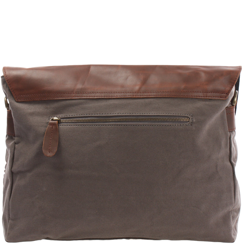 Leconi Kuriertasche Umhängetasche DIN A4 Leder Canvas grau LE3032 2025