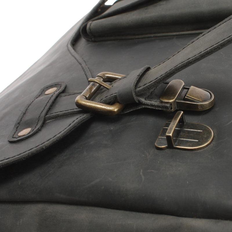 Leconi Messenger Bag Collegetasche DIN A4 Kuriertasche Leder grau LE3032 Online