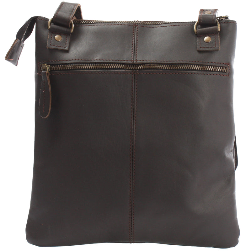 Leconi Umhängetasche Schultertasche Damen Herren Used Look Leder dunkelbraun LE3011 Verkauf