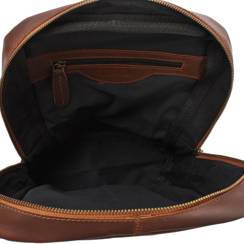 Leconi Freizeitrucksack Crossbag Rucksack Damen Herren Leder Canvas grau LE1012 Hotsell