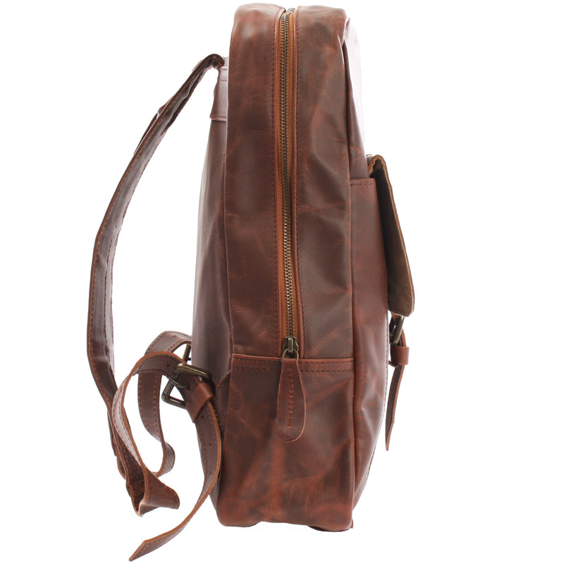 Leconi Rucksack Lederrucksack Freizeitrucksack Damen Herren Leder braun LE1016 im Angebot
