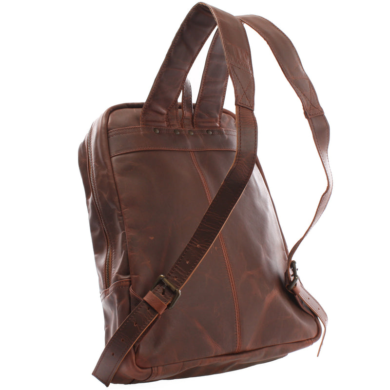 Leconi Rucksack Lederrucksack Freizeitrucksack Damen Herren Leder braun LE1016 im Angebot