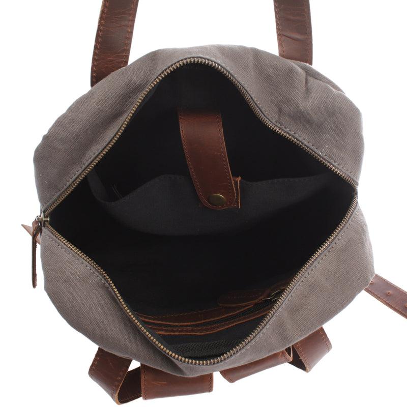 Leconi Canvasrucksack Freizeitrucksack Damen Herren DIN A4 Canvas grau LE1019 Schlussverkauf