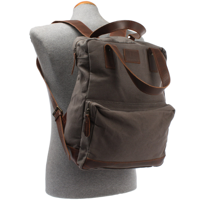 Leconi Canvasrucksack Freizeitrucksack Damen Herren DIN A4 Canvas grau LE1019 Schlussverkauf