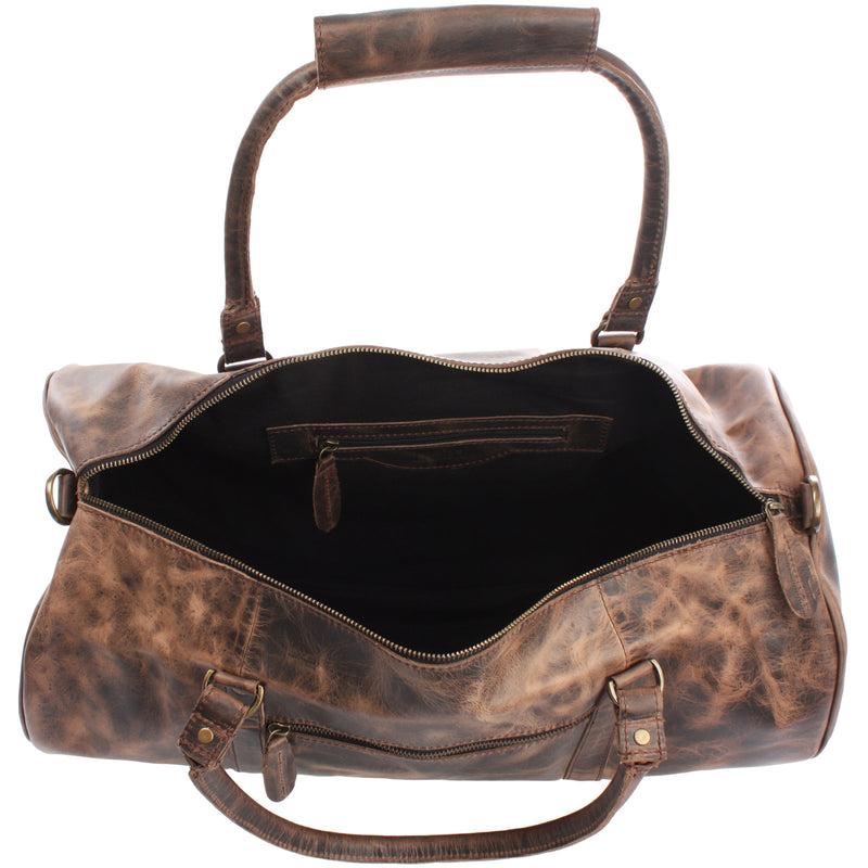 Leconi Weekender Reisetasche Sporttasche vintage Leder schlamm LE2004 Günstiger Verkauf