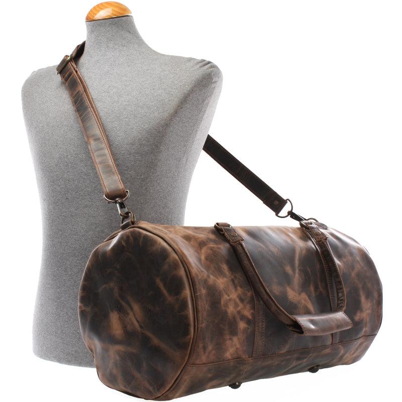 Leconi Weekender Reisetasche Sporttasche vintage Leder schlamm LE2004 Günstiger Verkauf