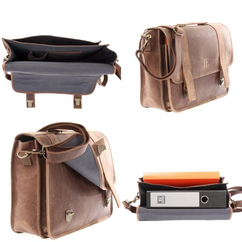 Leconi Aktentasche Lehrertasche Businesstasche Damen Herren Leder braun LE3043 Kostenloser Versand