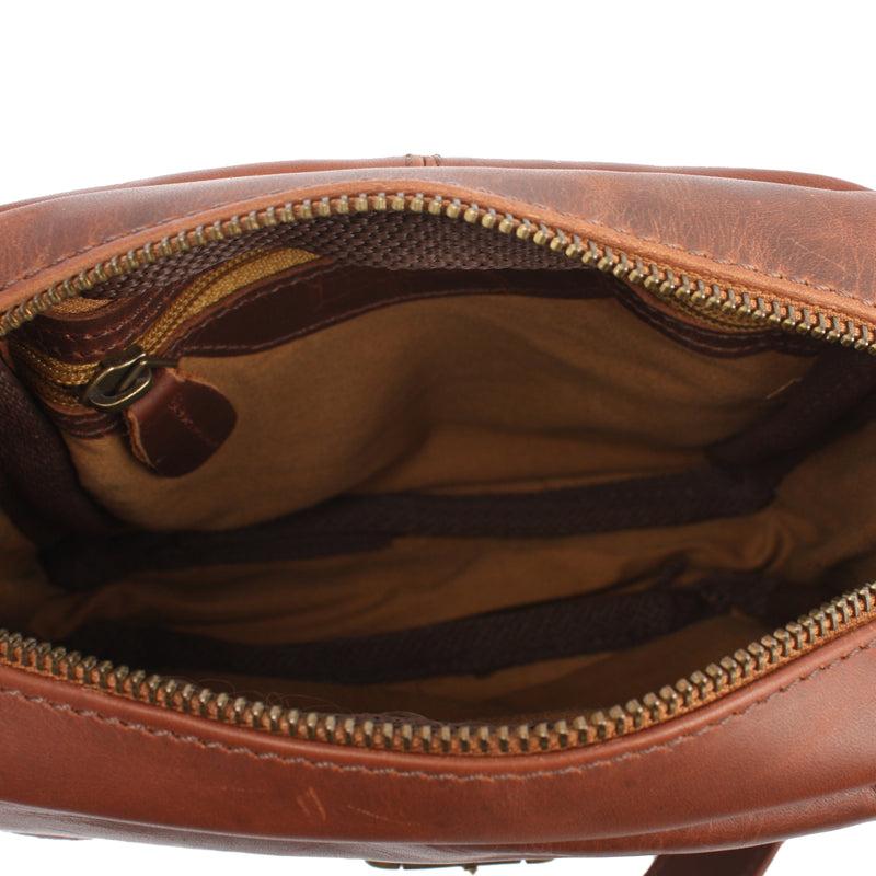 Leconi kleine Umhängetasche Ledertasche Freizeittasche Leder braun LE3042 Fabrik Onlineshop