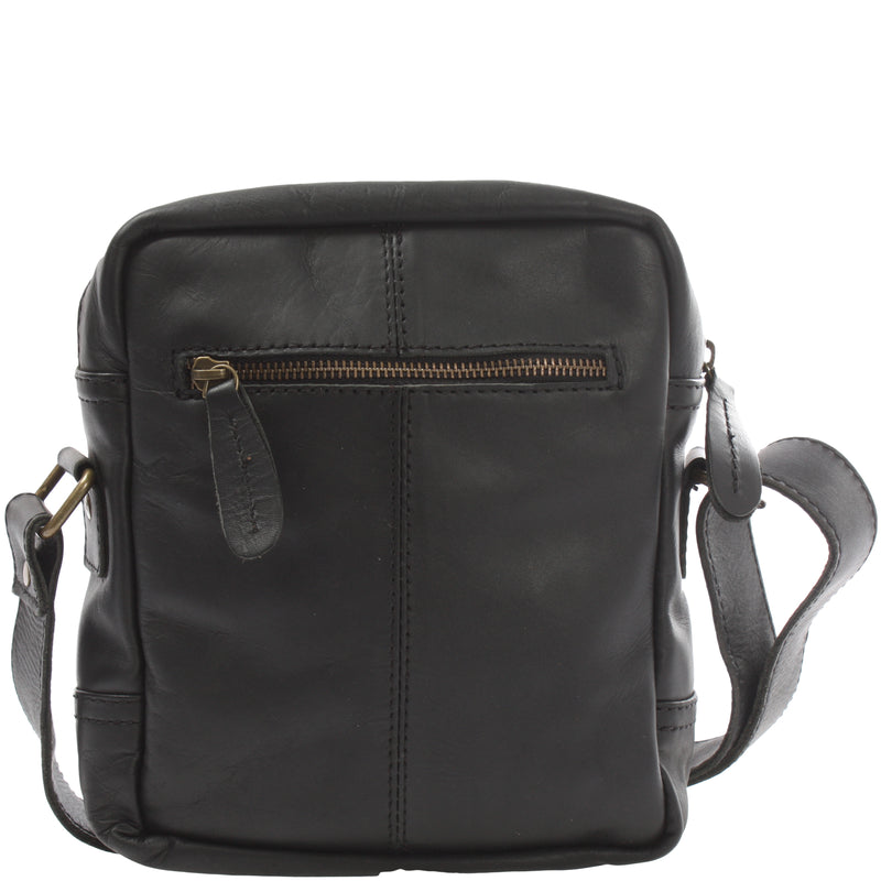 Leconi kleine Freizeittasche Umhängetasche Schultertasche Leder schwarz LE3042 Fabrikpreis
