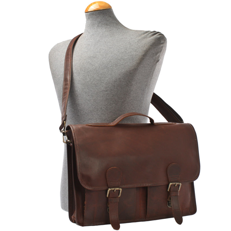 Leconi Aktentasche Businesstasche Messenger Bag Vintage Leder braun LE3009 Günstig kaufen
